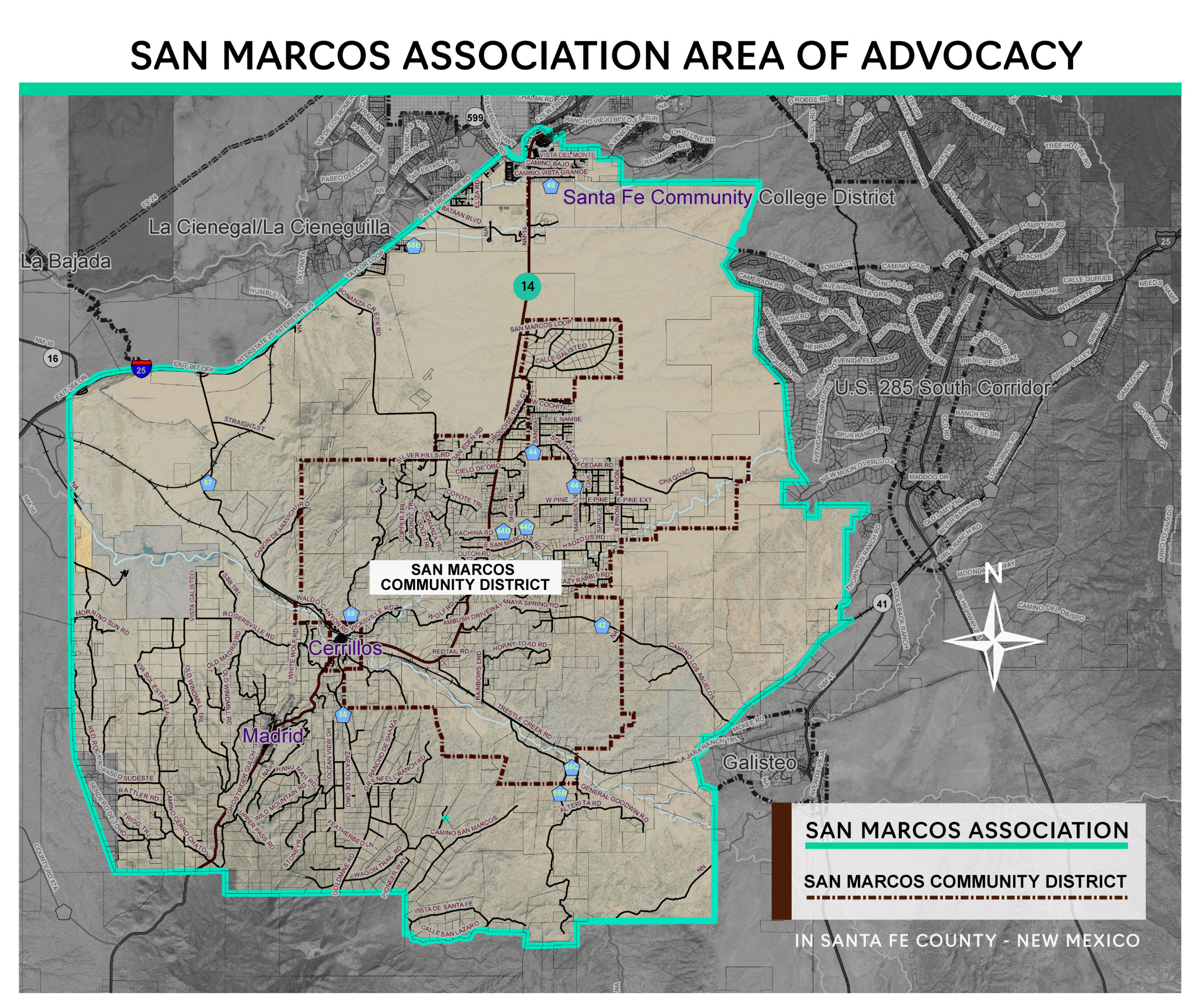 SAN MARCOS ASSOCIATION - SANTA FE COUNTY - AREA OF ADVOCACY MAP